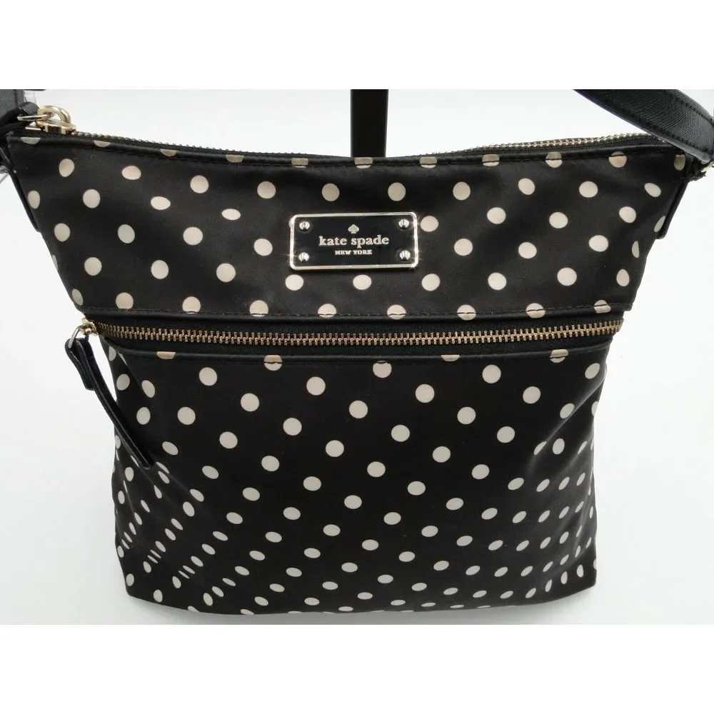 Kate Spade Black Polka Dot Messenger Bag Messenger Bag Pre-owned‎